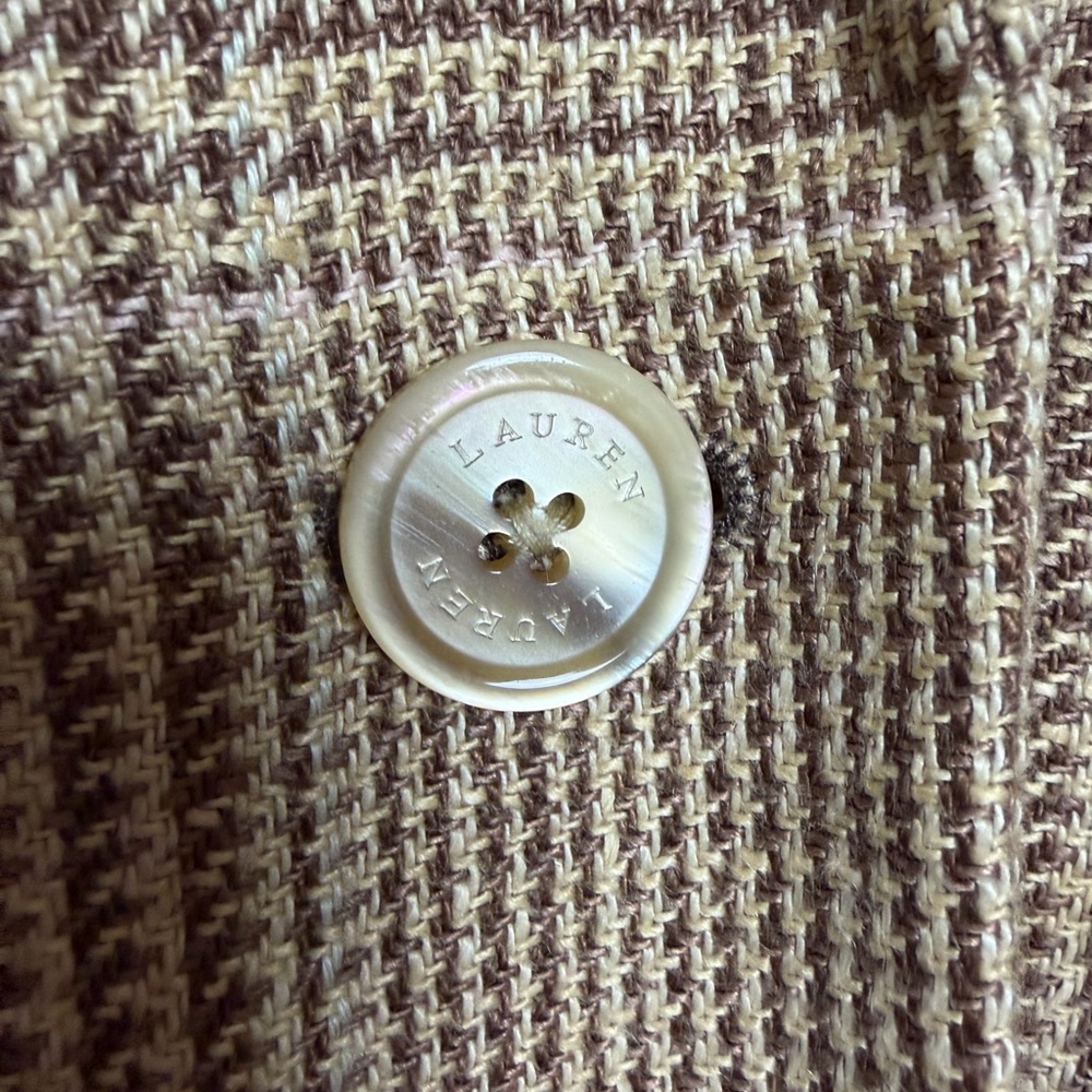 Lauren Ralph Lauren Glen Plaid Blazer Tan and Brown Size 12 - Picture 8 of 11